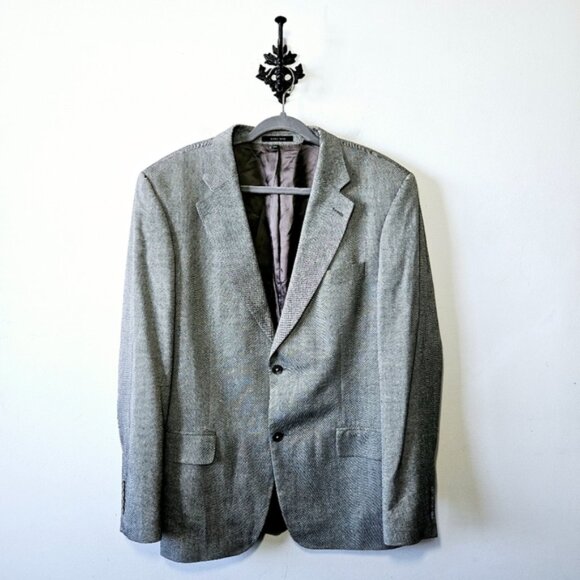 Zara Mens Blazer Size 42 Grey Check Single Breasted Suit Jacket